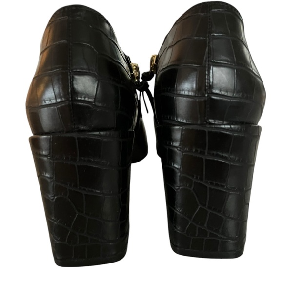 Vionic Linda Heeled Shortie Bootie Leather Shoes Croc Embossed Black Size 10 - Picture 9 of 16